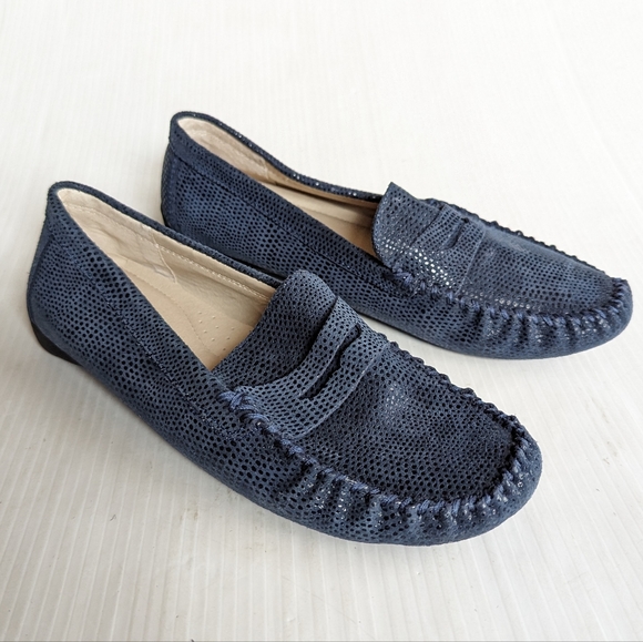 NINE WEST Hifiveff blue suede leather penny driving loafers - Picture 13 of 13